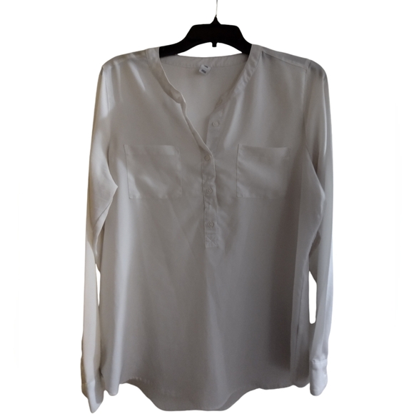Old Navy Tops - Good used condition! White pullover long sleeve blouse with 1/2 half button